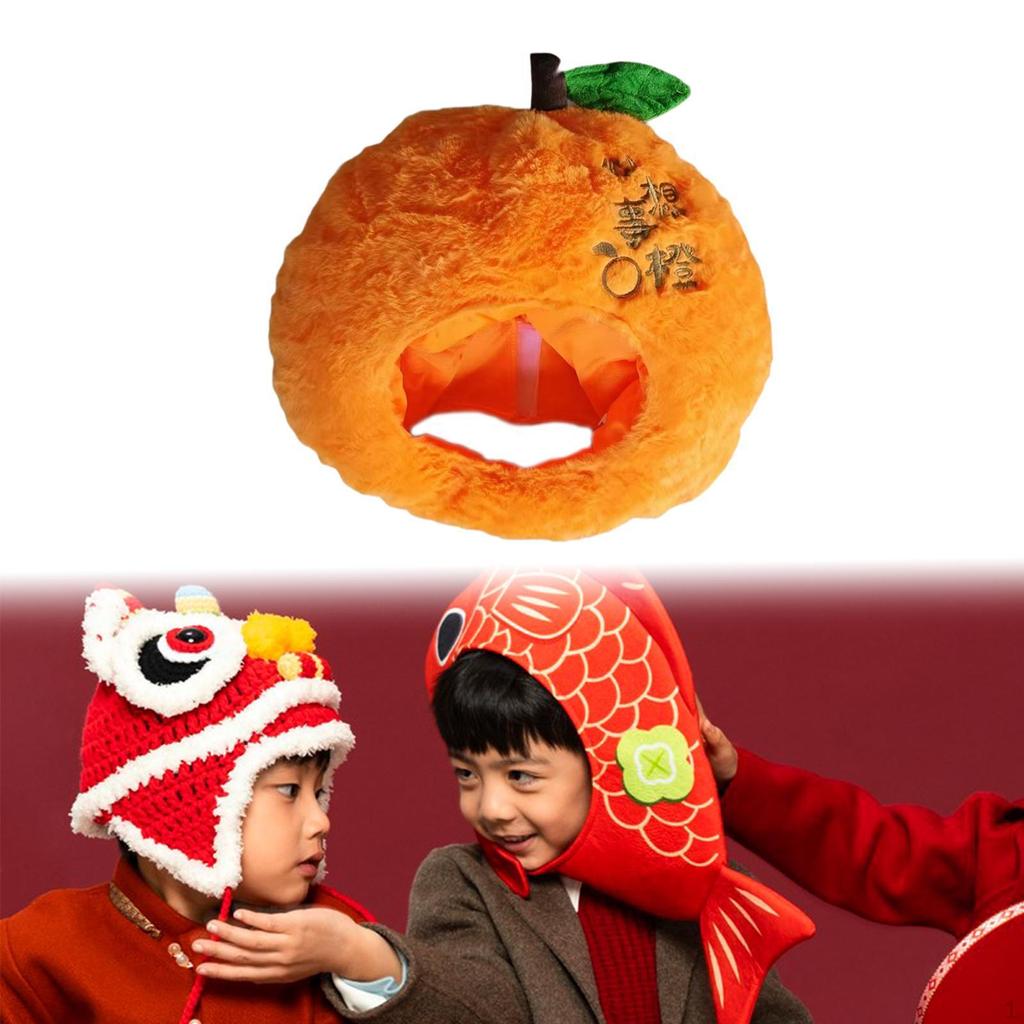 Orange Plush Hat Fancy Dress Up for Halloween Festival Birthday Unisex