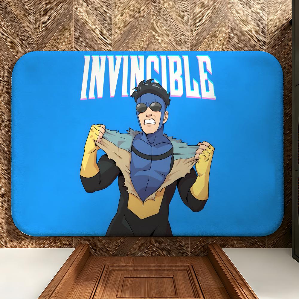 Animation I-Invincible H-Hero Floor Mat Soft Flannel Floor Mat Suitable for Entryways, Living Rooms, Bedrooms, and Bathrooms