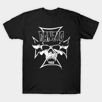 Asian Size Men Black Print T-shirt Danzig Band - Mowmat Studio #27 No-Cut Heat Transfer Print Cotton Tshirt