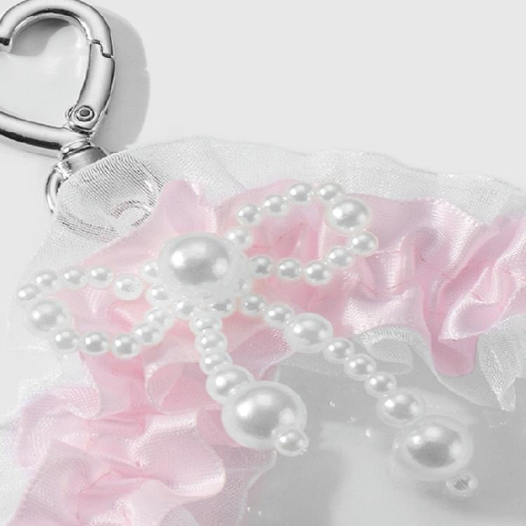 Süßer K-Pop Foto-Kartenhalter mit Schlüsselanhänger Perlen Schleifen Spitze Foto-Kartenhülle Ausweis Bank Kreditkartenhalter Schutz Hülle Geschenke