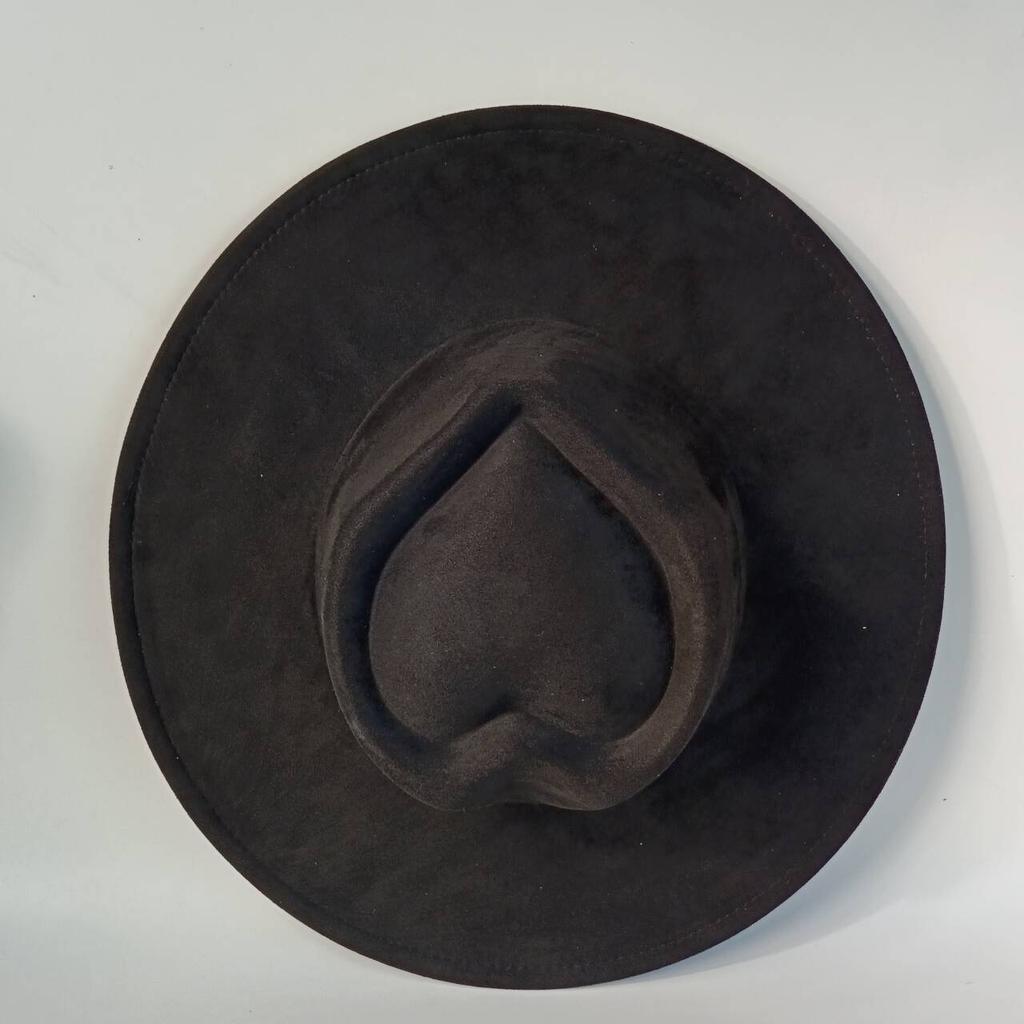 Men's vegan suede hat, women's heart-shaped crown logoengraving suitableforpyrographywide-brimmed hatcappelloluxuryhatsfor woman