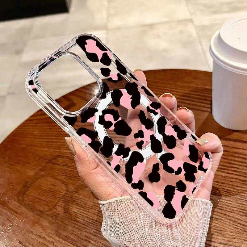 Fashion Black Pink Leopard Print Phone Case For iPhone 17 16 15 14 13 12 11 Pro Max 7 8 Plus 16E 17Air X XR XS Max Soft Cover