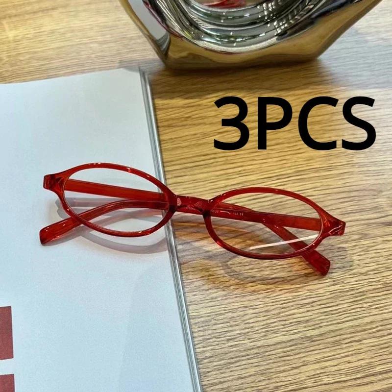 10Pairs Vintage Small Oval Glasses Girls Y2K Style Red Green Frame Glass Eyewear Decorative Outdoor Anti-blue Eyeglasses Gifts