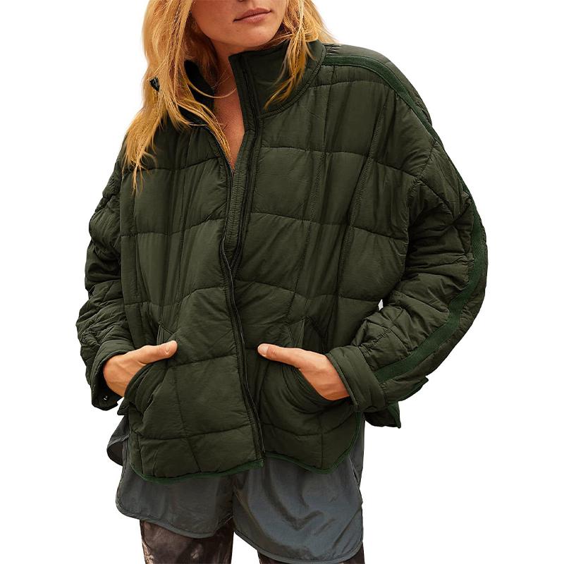 Women's Lightweight Down Coat Long Sleeve Full Zipper Oversized Packable Short Puffer Jackets