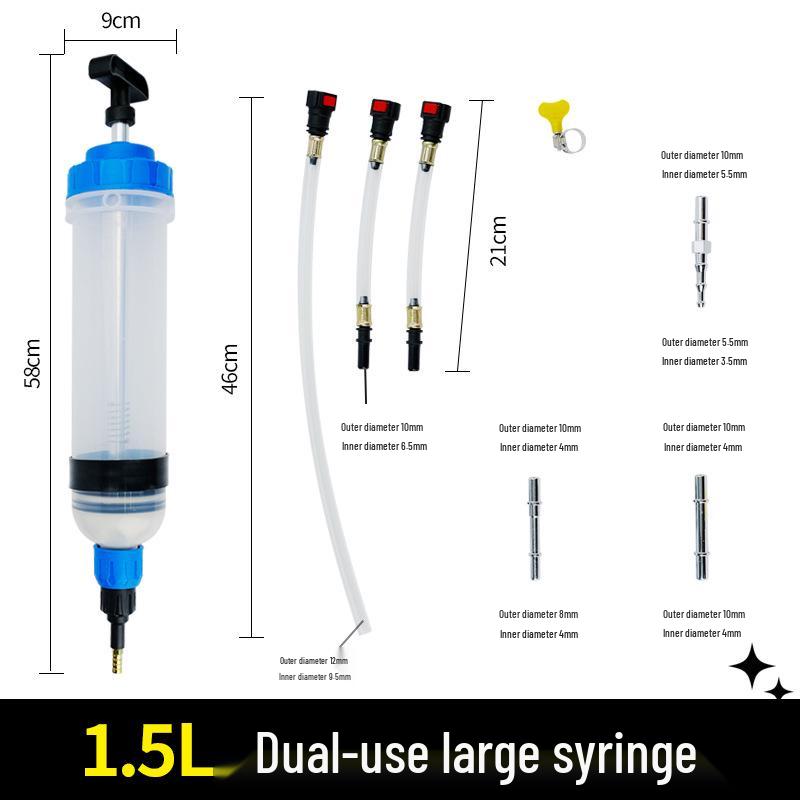 Outil de vidange d'huile à double usage de type seringue pour l'aspiration et l'injection d'huile moteur et de frein, avec fonction de nettoyage des dépôts de carbone