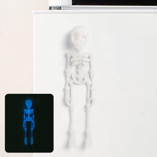 Gothic Skeleton Refrigerator Stickers Posable Skeleton Man 3D Printed Fridge Magnet Decals Halloween Decor Educational Tool