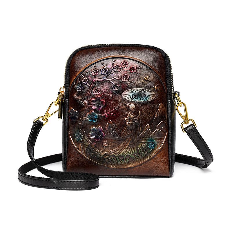 

Handmade artisan crafted double textured crossbody bag large capacity soft oriental chic, everyday styling versatility