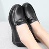 2026 Spring/Autumn Wedge Shoes for Middle-Aged Women - Casual Black Leather Mother's Footwear