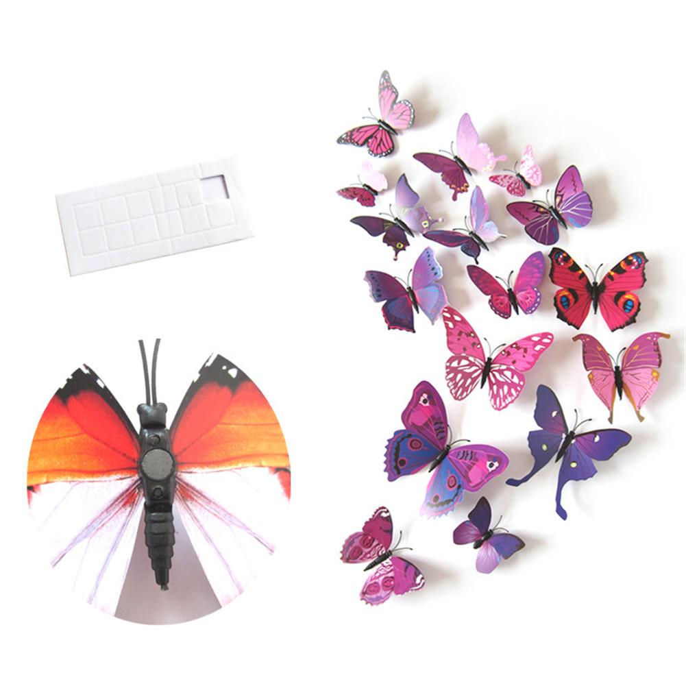 12Pcs 3D Stereoscopic Butterfly Wall Stickers Home Living Room Decor