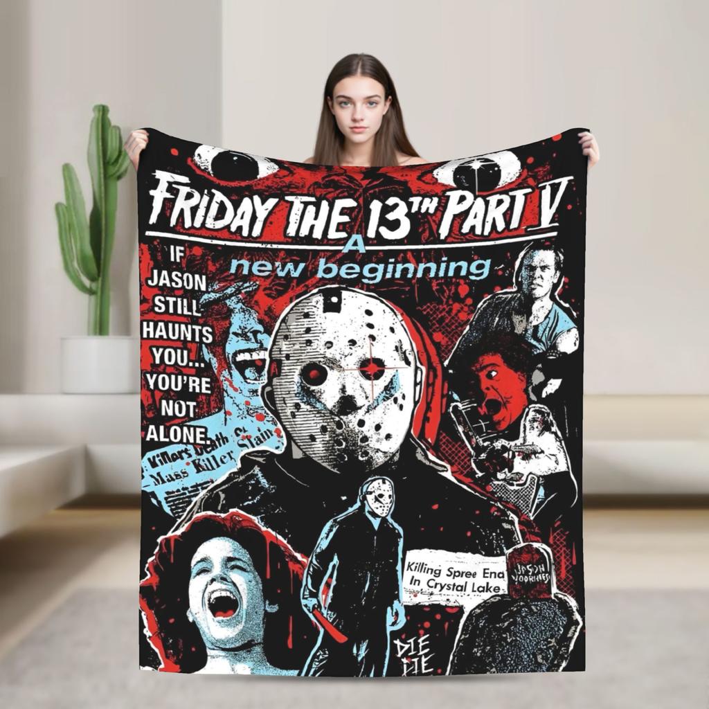Friday Jason Voorhees 13th Blanket Horror Scary Halloween Flannel Funny Warm Throw Blanket for Bed Sofa Spring/Autumn Office