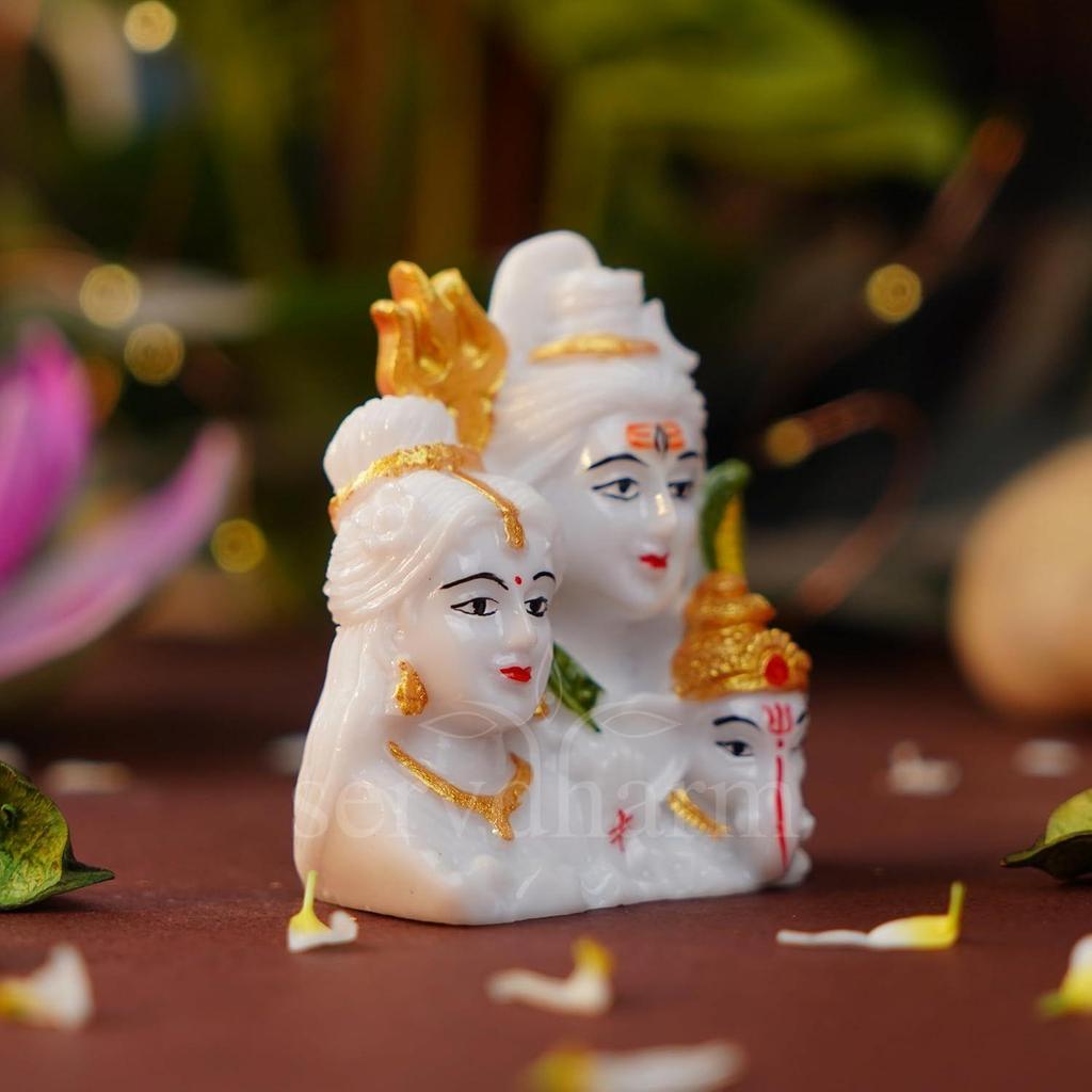 Żywiczna Statua Śiwy Żywiczna Murti Shiv Parivar Idole Bogów Statuetka Eksponat, 7 cm