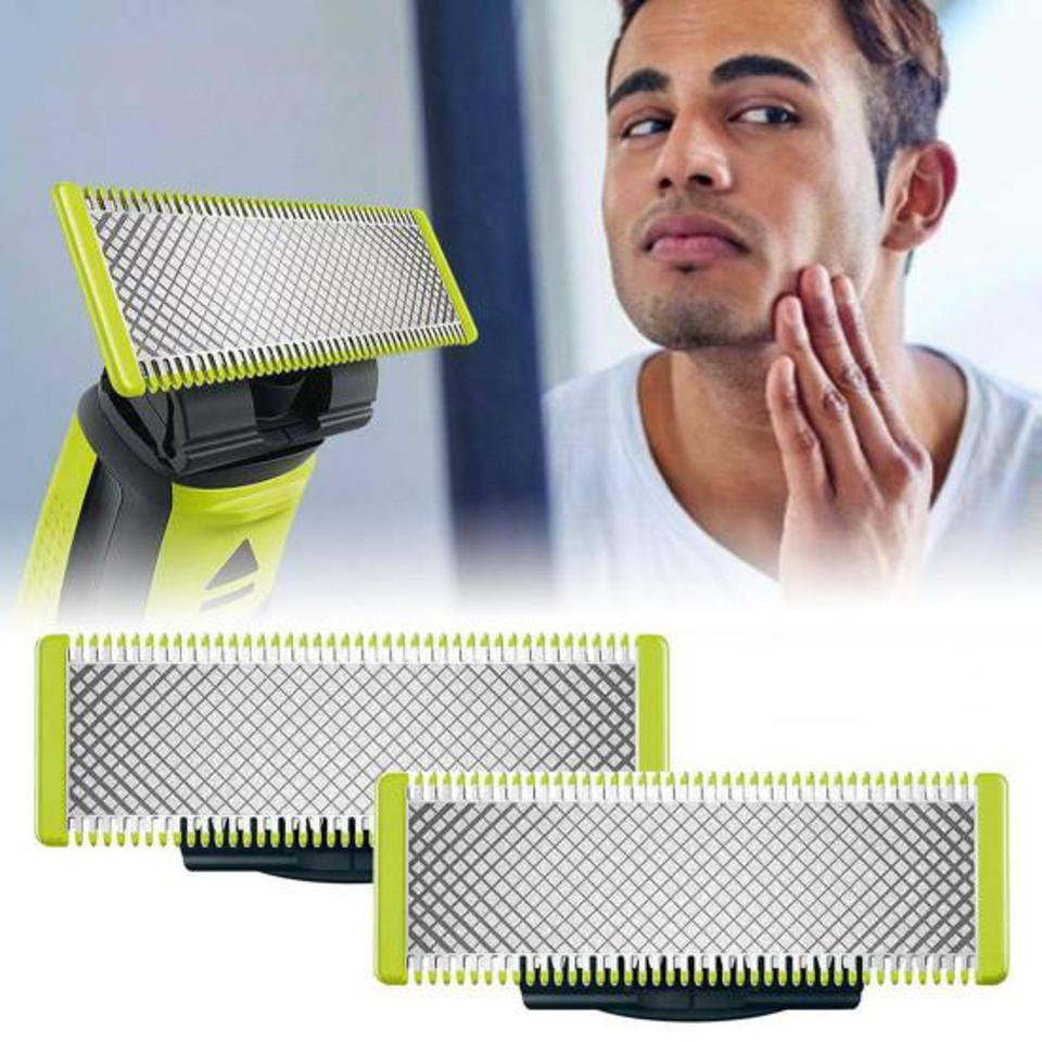 2 Stück Klingenersatz für Philips One Blade QP220/50 Elektrorasierer Edelstahl Herrenrasierer Barttrimmer Klingenkopf Ehemann