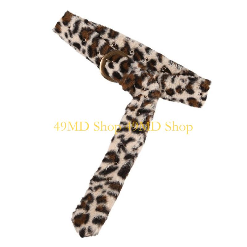 49MD Western Pin Buckle Belt Punk Patchworked Belt with Leopard Print for Everyday Use China Mainland