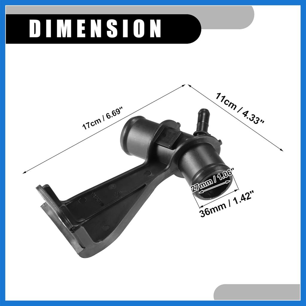 Engine Radiator Water Outlet Coolant Pipe No.165770T030 - Car Outlet Heater Hose Connector - for Toyota Corolla 1.8L 2009-2014 Plastic Black 1 Pc
