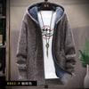 2025 new jacket men's warm hooded knitted sweater young casual dad cardigan
