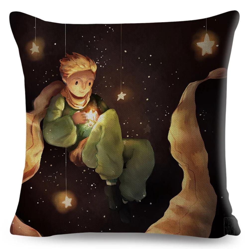 Little Prince Pillow Case Decor Cartoon France Anime Print Cushion Cover for Sofa Home Children Room Linen Throw Pillowcase