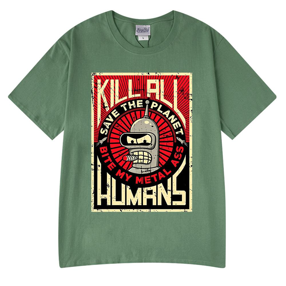 Funny Save The Planet Kill All Huunisexs Graphic Print T Shirt Unisexs Unisex Fashion Short Sleeve Tshirt Oversized Cotton Tshirts