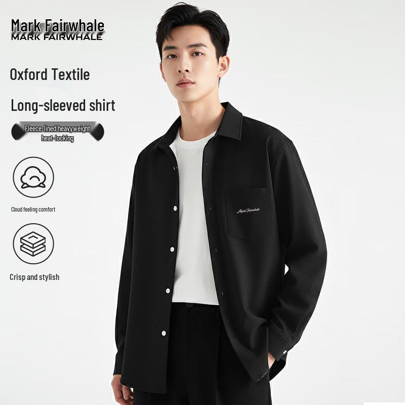 Mark Hua Fei Men s Fleece-Lined Oxford Long-Sleeve Shirt 4XL