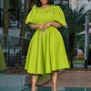 Summer 2023 Plus Size Women's Fashion: Loose Casual Tie-Up Pleated Dress in European and American Styles