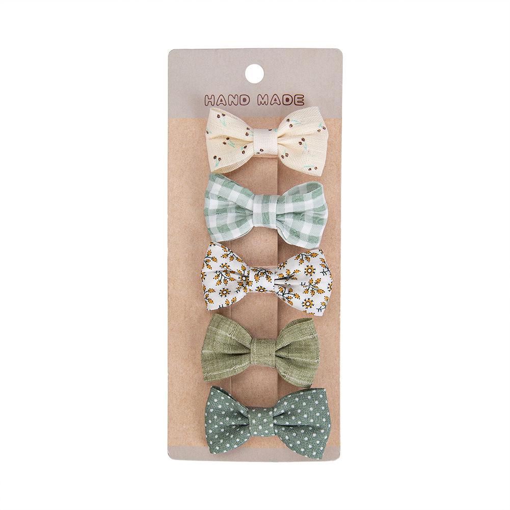 Korean Style Pure Cotton Children s Hair Clips - No Damage, Full Wrap, 5-Piece Set