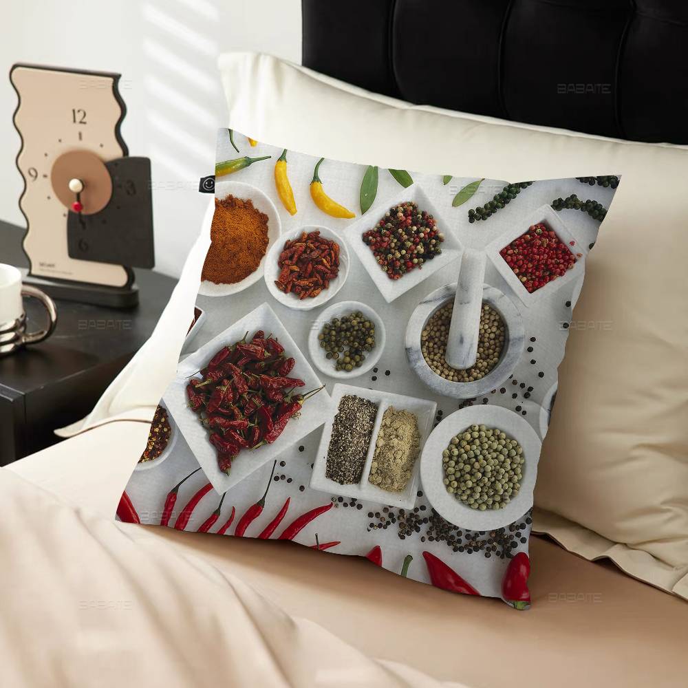 Grains Spices Peppers Cushion Cover Polyester Sofa Cushions Decorative Throw Pillows Home Decoration Pillowcover