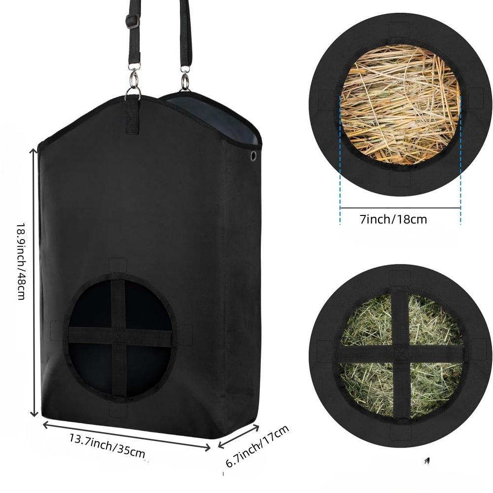 

Hay Bags for Goats,Horses, with Metal Fastener and Adjustable Open Feed Hole for Slow Feeding,Easy To Fill and Hang Hay Feeder 35 17 48cm чёрный