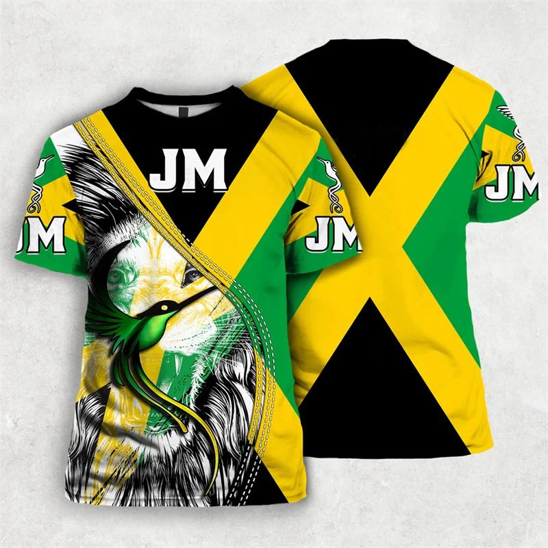 Jamaica Flag Emblem Graphic T Shirt For Men 3D Print Jamaican T-Shirt Tops Short Sleeve O Neck Mens Tee Shirts Streetwear