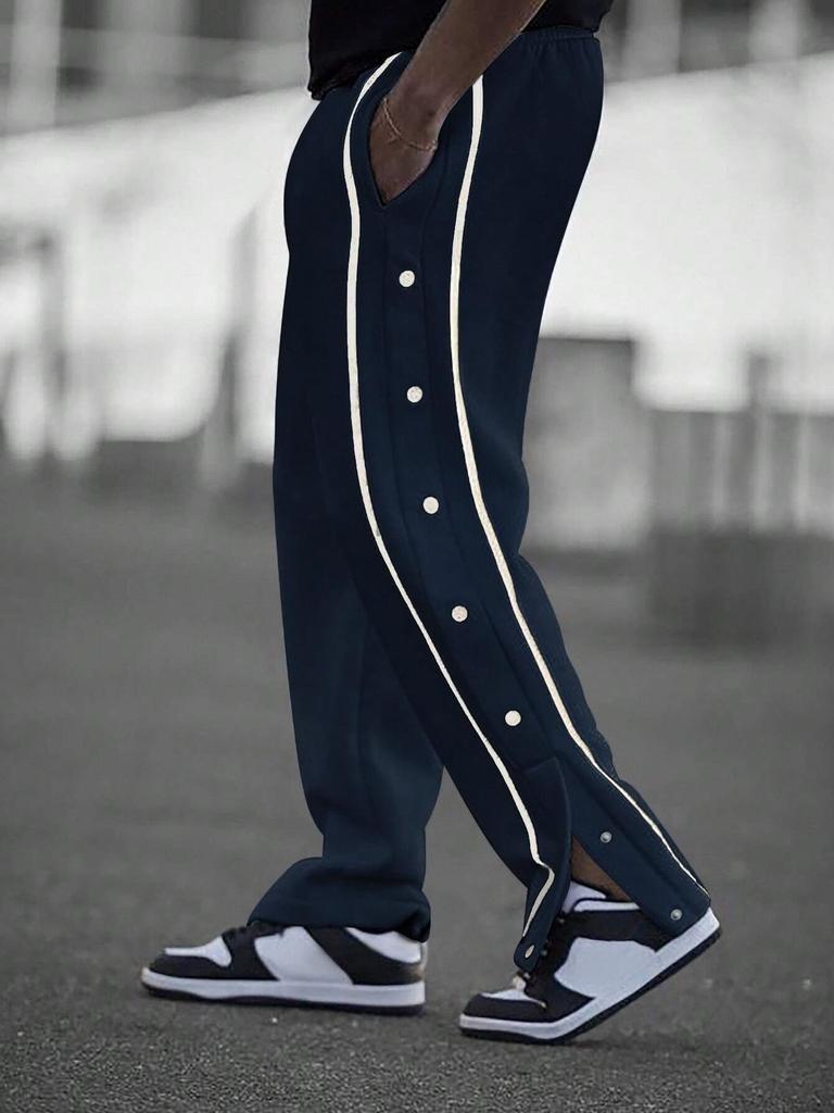 Men's European High-Street Retro Joggers with Button Details