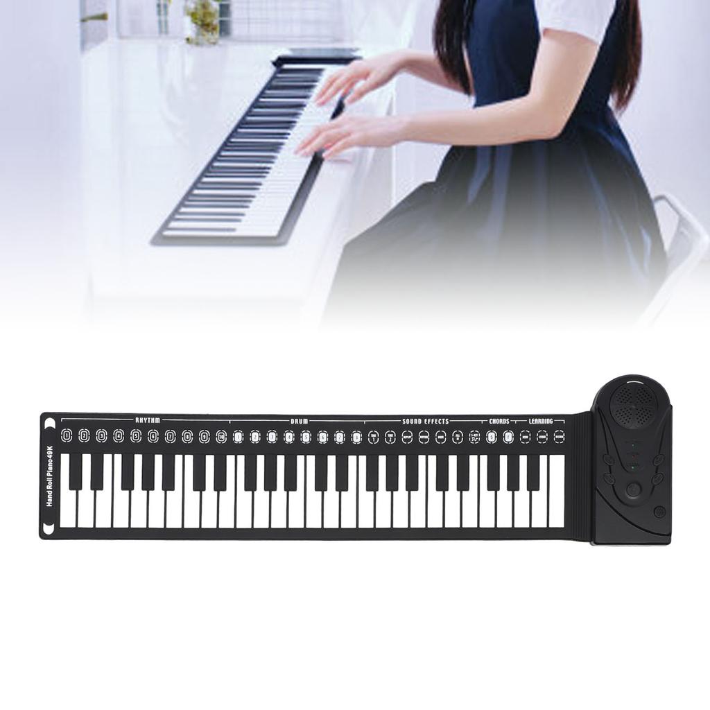 Rolling 49 Key Speaker Keyboard Portable Multifunctional 49 Keys Folding Electronic Keyboard for Training
