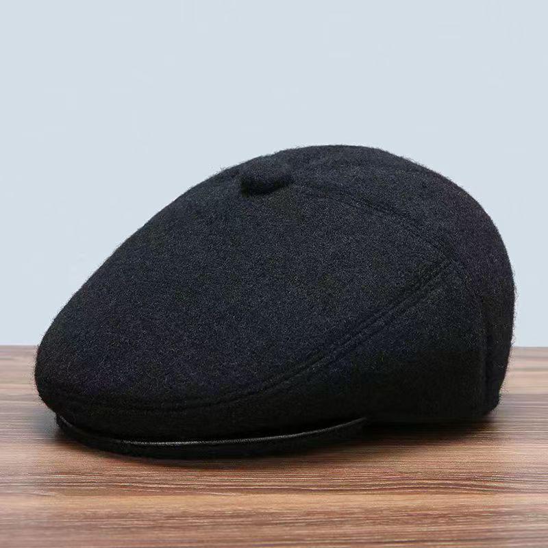 Men's Autumn & Winter Leather Beret - Warm Middle-Aged & Elderly Outdoor Fashion Cap