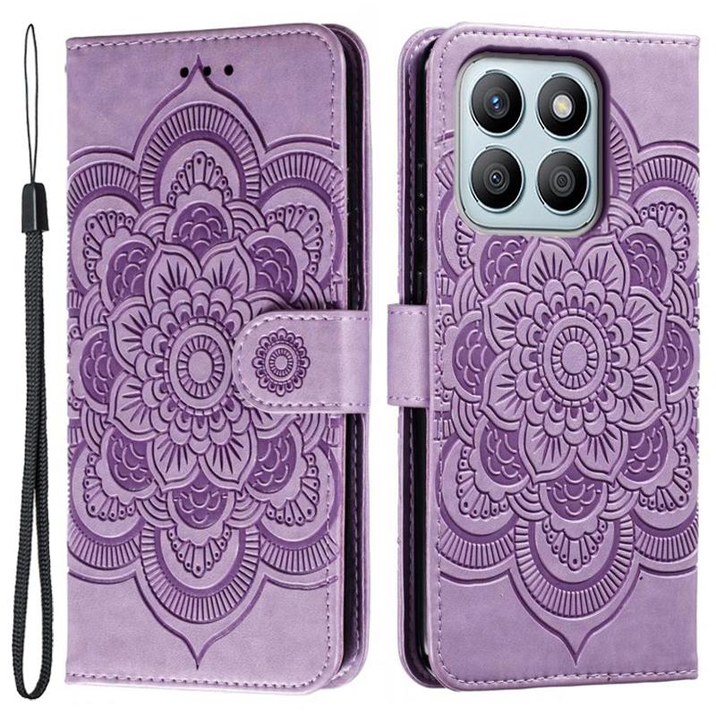For Honor X8b 4G Case PU Leather Mandala Imprinted Design Wallet Phone Cover