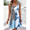 Women's Round Neck Sleeveless Camo & Tiger Print Mini Dress, Casual A-Line Dresses for Spring & Summer