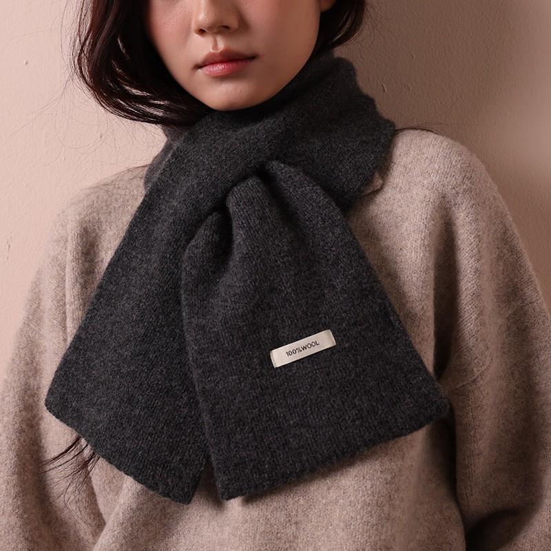 2026 Winter Knitted Wool Scarf Women Men Solid Color Long Wrap Warm Cozy Neckwear Korean Style 30cm Wide