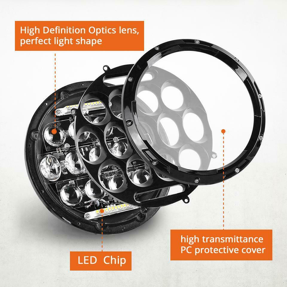 7 Inch Headlight For Motorcycle 7Inch Round DRL Turn Signal Halo LED Headlamp Electra Street Glide Road