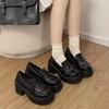 New high-heeled small leather shoes British style platform thick heel retro JK with skirt black single shoes