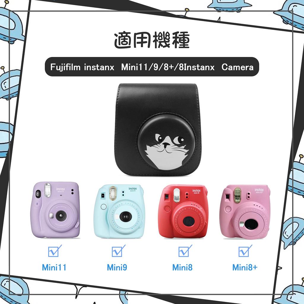 HIYQIN Cheki FUJIFILM instax Niedliche Kameratasche mit Schulter-PU-Katzen-Gesicht-Hülle, mini12/11/9/8+/8 Hülle, Gurt, Leder, (Schwarz)