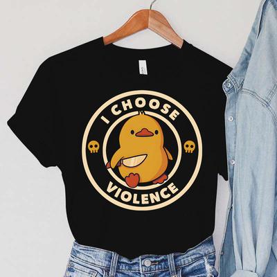 VYBERAM SI NÁSILIE Tlač Dámske oblečenie Duck&knife Print Tričká Kreslené zvieratá Dámske topy Vintage Skull Ženy Nové tričká