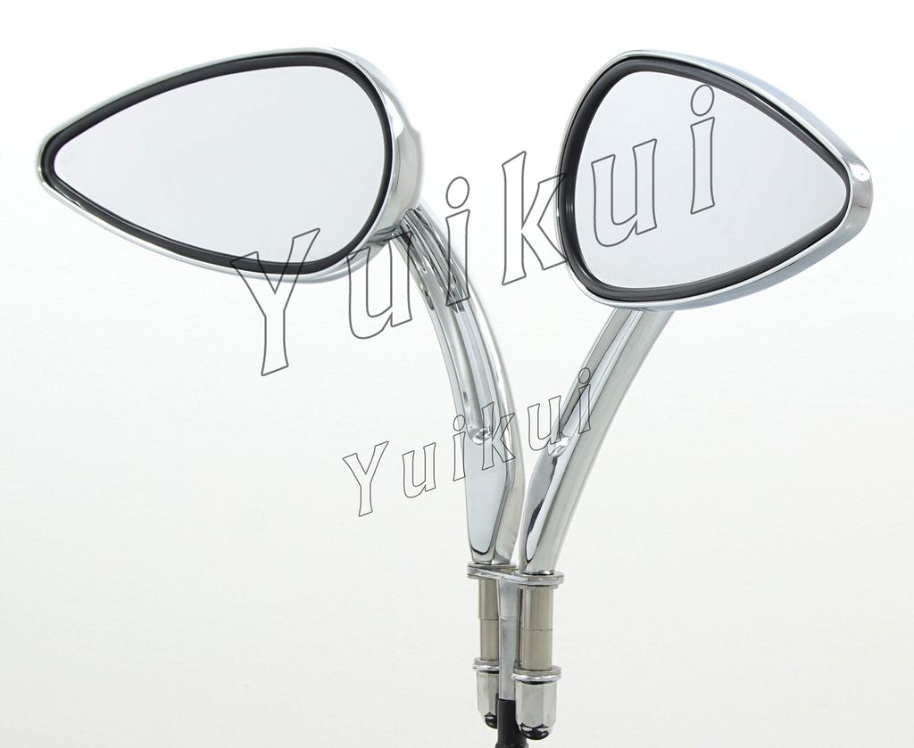 YUIKUI RACING Motorcycle Universal Mirror Motorcycle Aluminum Mirror Skull Chrome and Black Harley Mirror