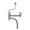 Silver Grey Stainless Steel Kitchen Sink Drainer Double Tubes Easy Install Modern Hotel Use Polished Surface Standard Strainer