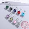Heart Genuine Natural Garnet Red Ruby 925 Sterling Silver Stud Earrings for Women Fashion Statement Gemstone Jewelry Oorbellen