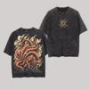 Kurama T Shirt Kyuubi Naruto Vintage Acid Wash Streetwear Nine Tailed Fox Retro Anime Graphic Men Tees Cotton Top