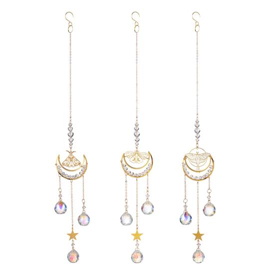 Cattura Sole in Cristallo Suncatcher con Luna Farfalla & Falena, Cattura Sole a Prisma per Decorazione da Appendere alle Finestre, Generatore di Arcobaleno per Giardino sul Soffitto