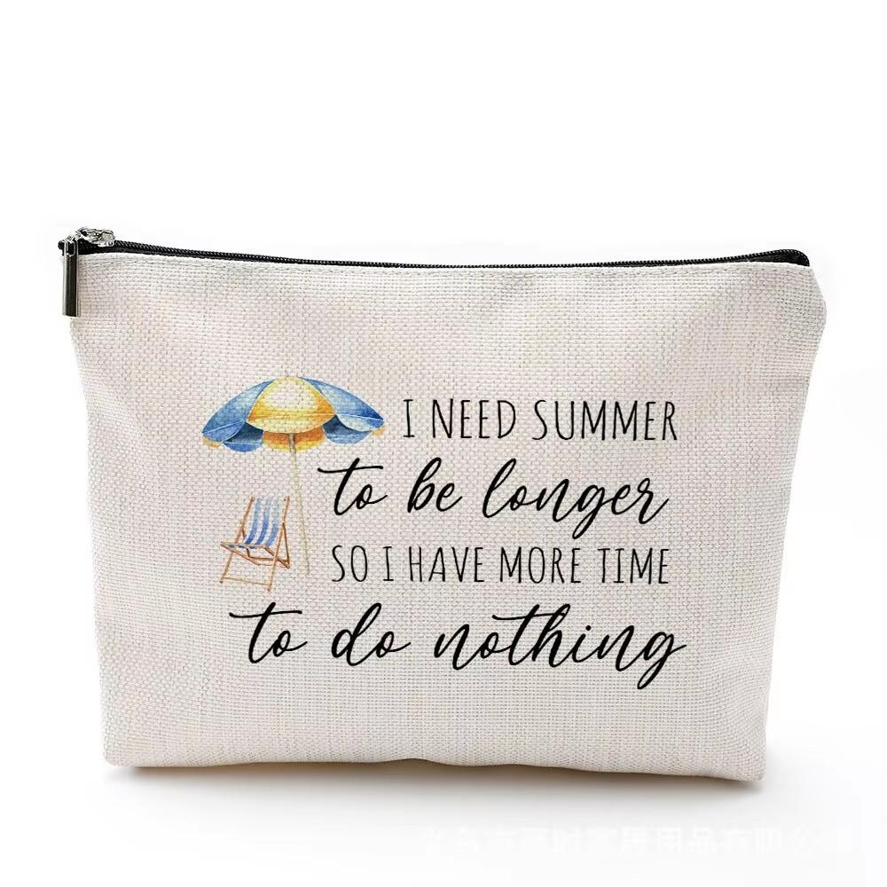 Printed Makeup Bag Waterproof Cartoon Cotton and Hemp Zipper Bag Cosmetics Jewelry Storage Bag Travel Bath Portable Toilet Bag