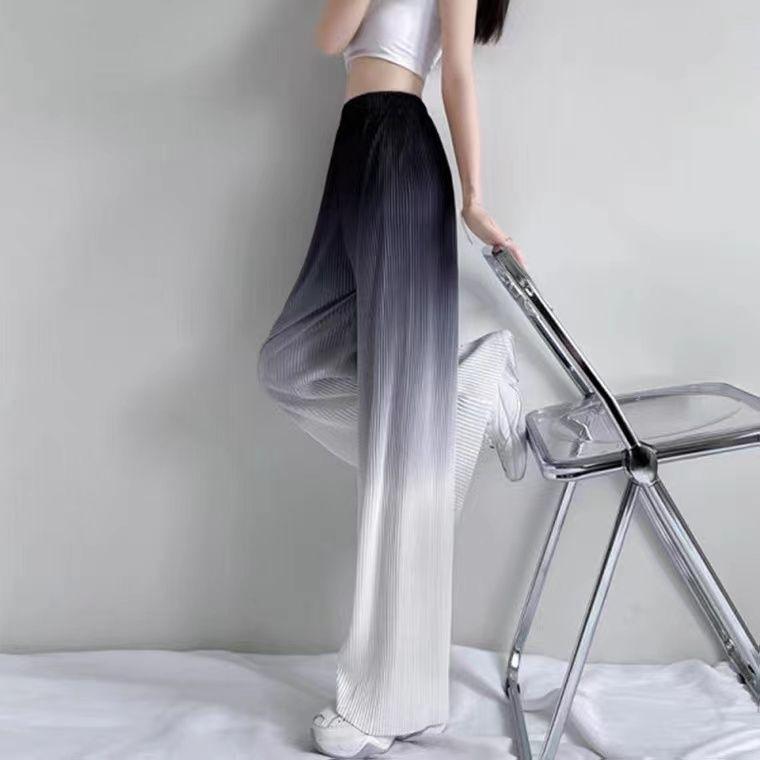 

Ice Silk Gradient Wide-Leg Women s High-Waisted Summer Drape Casual Pants S (under 95 lbs recommended)