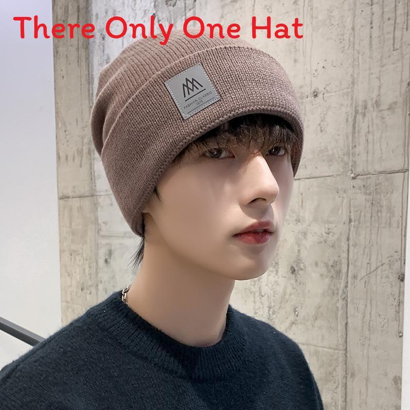 Knit Hat For Men Winter Warmth With Windproof Function And Letter Design For Casual Wear Khaki