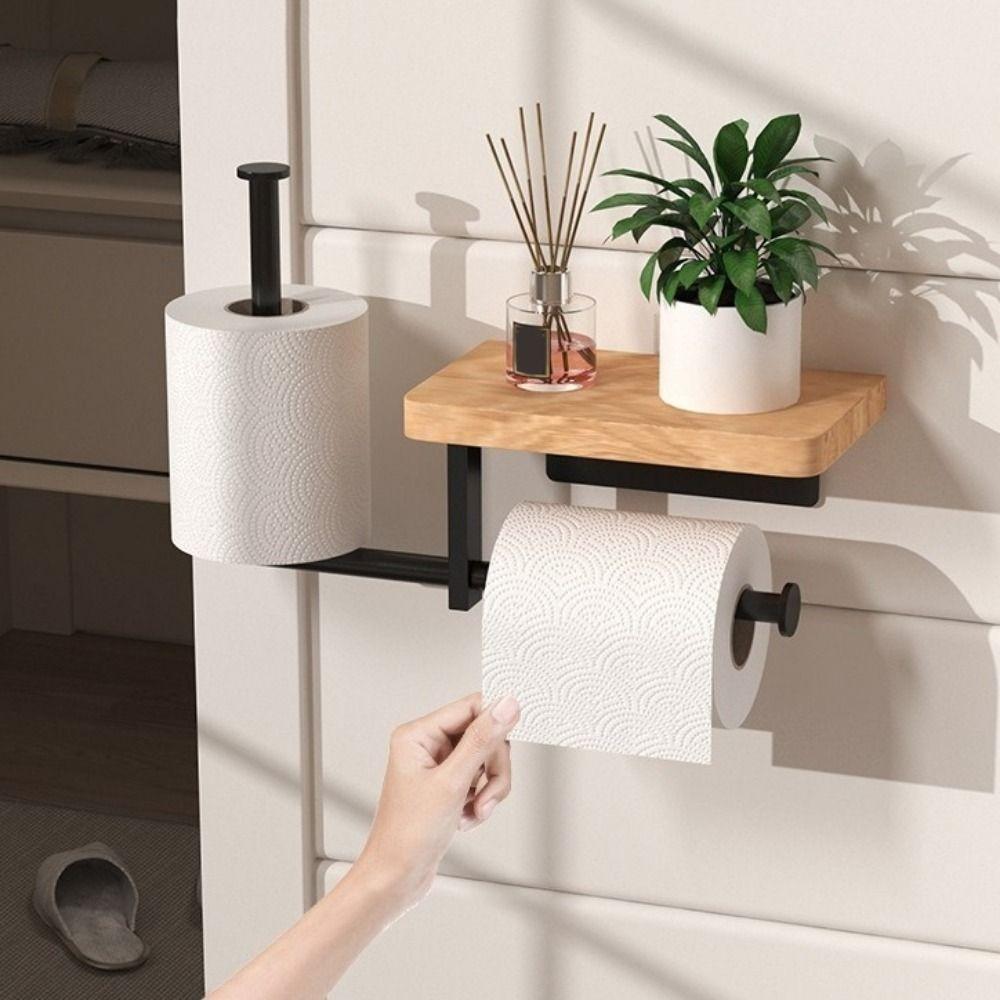 Tiered Design Toilet Paper Holder No-drill Tissue Holder Roll Paper Holder Bathroom