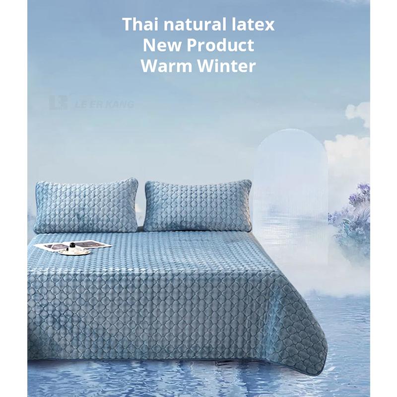 3PC Waterproof Non-silp 7mm Latex Mattress Cover Pad Washable Latex Mat Bed Cover for Single Double Bed Topper
