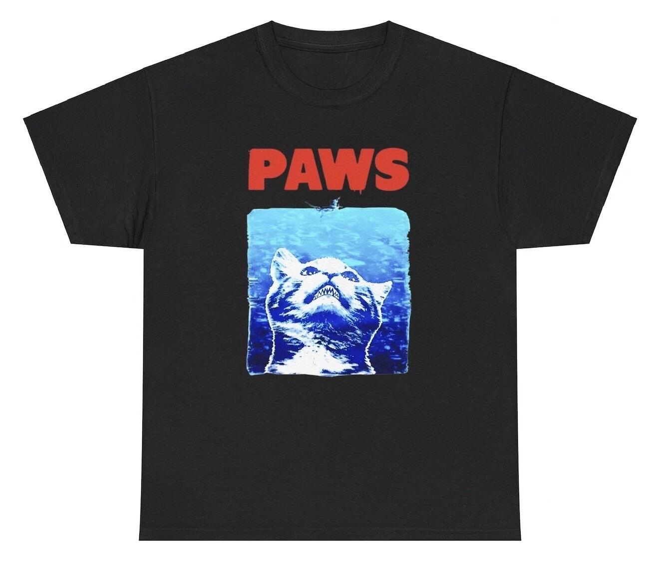 Paws Cat Parody T Shirt Funny Movie Gen Z Cat Lover Ironic Silly Meme Tee M