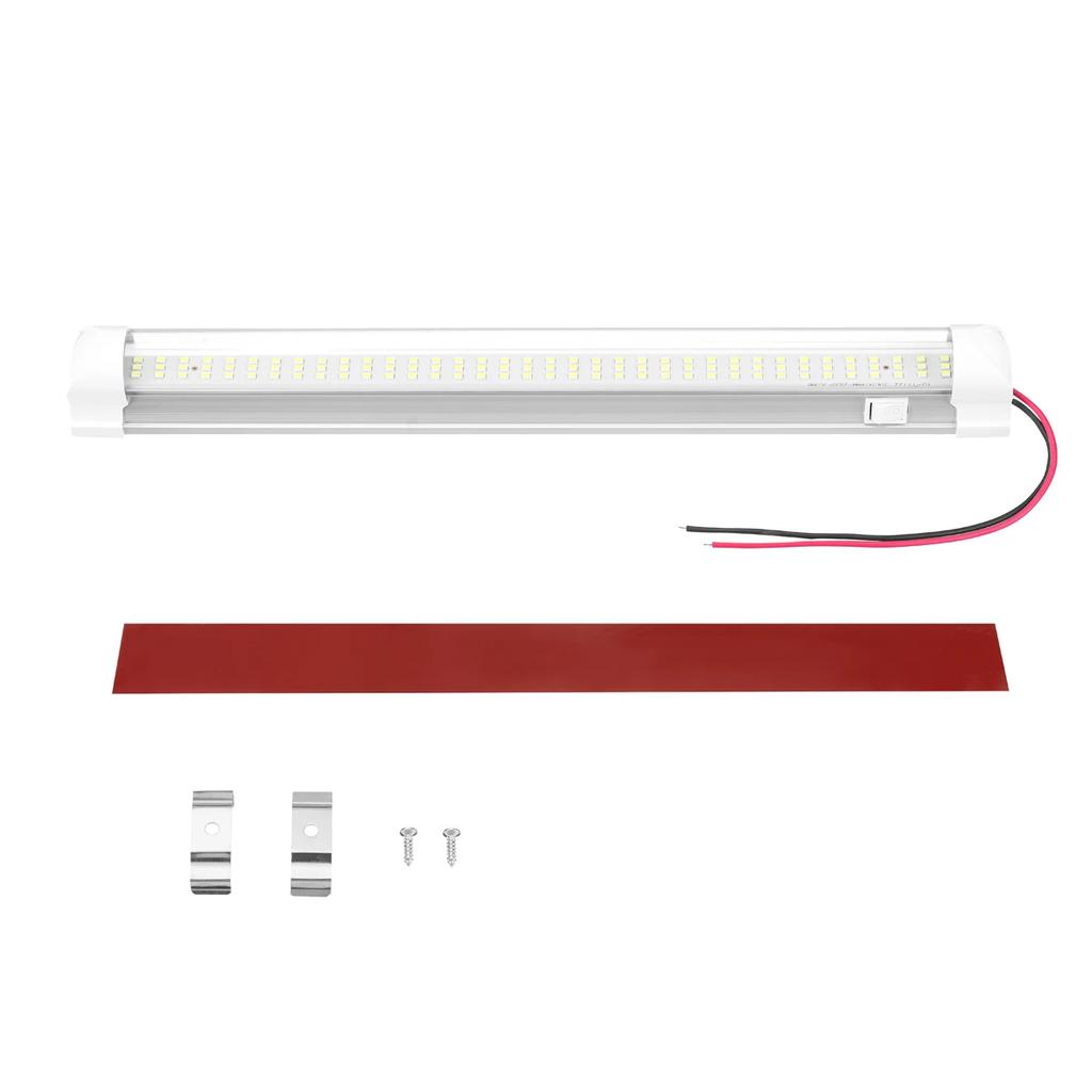 1/2Pcs 108LED Car Interior Lamp White Strip Light Bar Reading On/Off Switch Van Cabin Lorry Truck Camper Boat Caravan RV 12V 24V