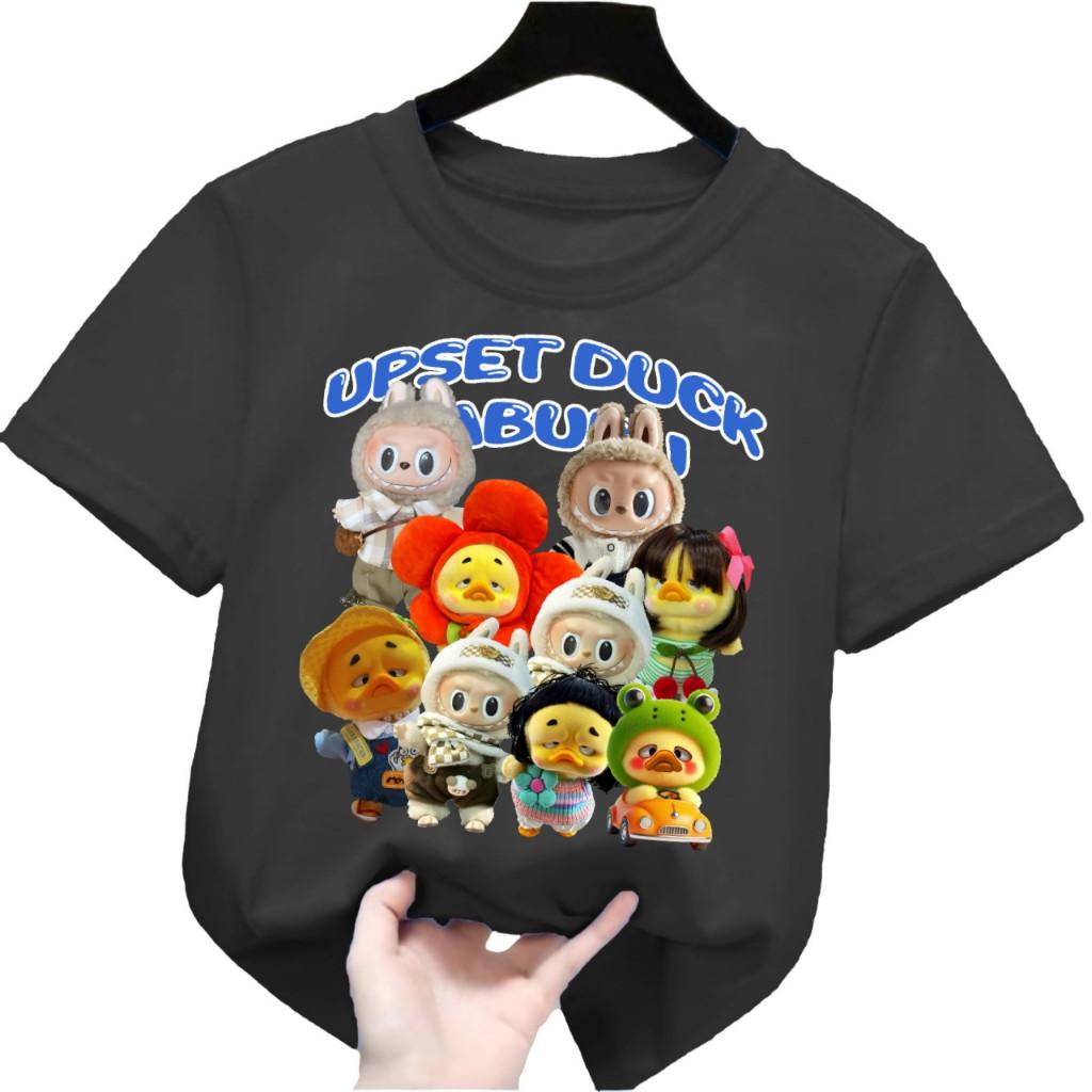New Labubu T-shirt Children's Multi Color Round Neck Short Sleeve Cartoon Printed Girls' Top